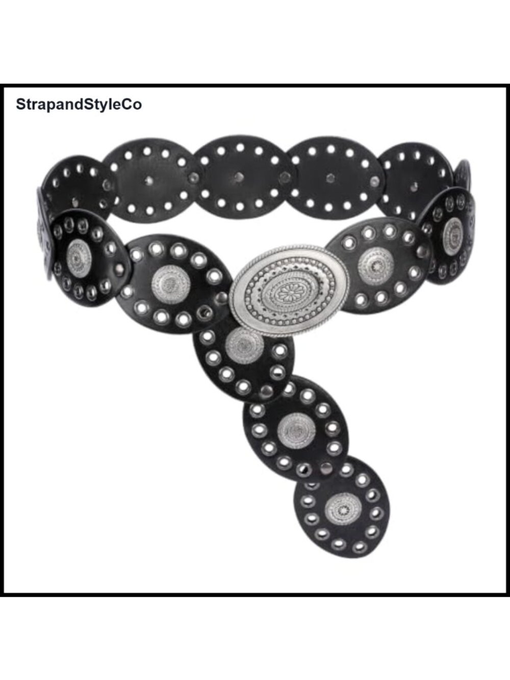 PU Leather Western Disc Belt Adjustable Wide Waist Belt